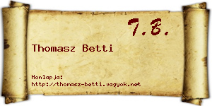 Thomasz Betti névjegykártya